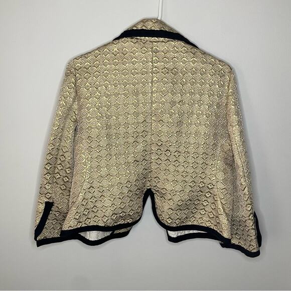 Marni Metallic Gold with Piping Tailored Open Front Evening Jacket Size 42 (6) - Picture 9 of 9